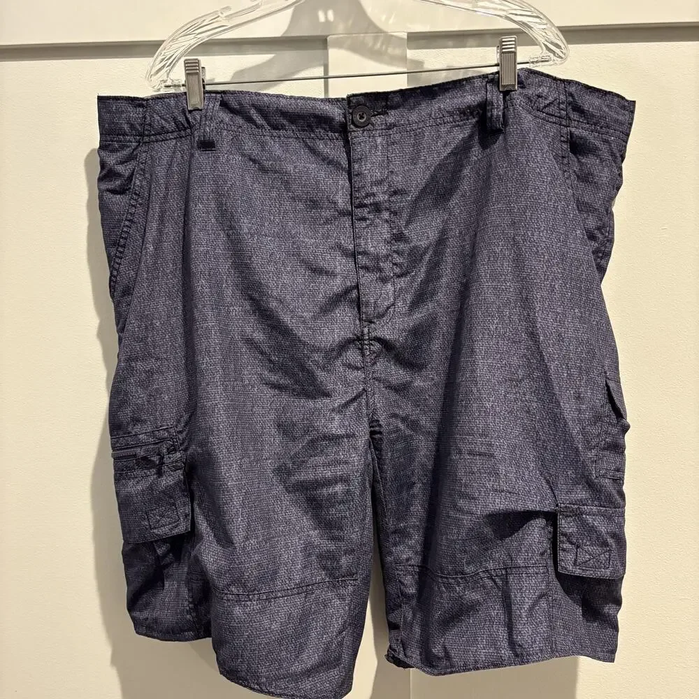 Plugg Cargo Swim Shorts Mens 44 Blue Gray Flat Front Polyester Pockets Casual